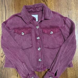 Bagatelle Collection Button Up Thermal Shirt/Jacket Eggplant Size Small
